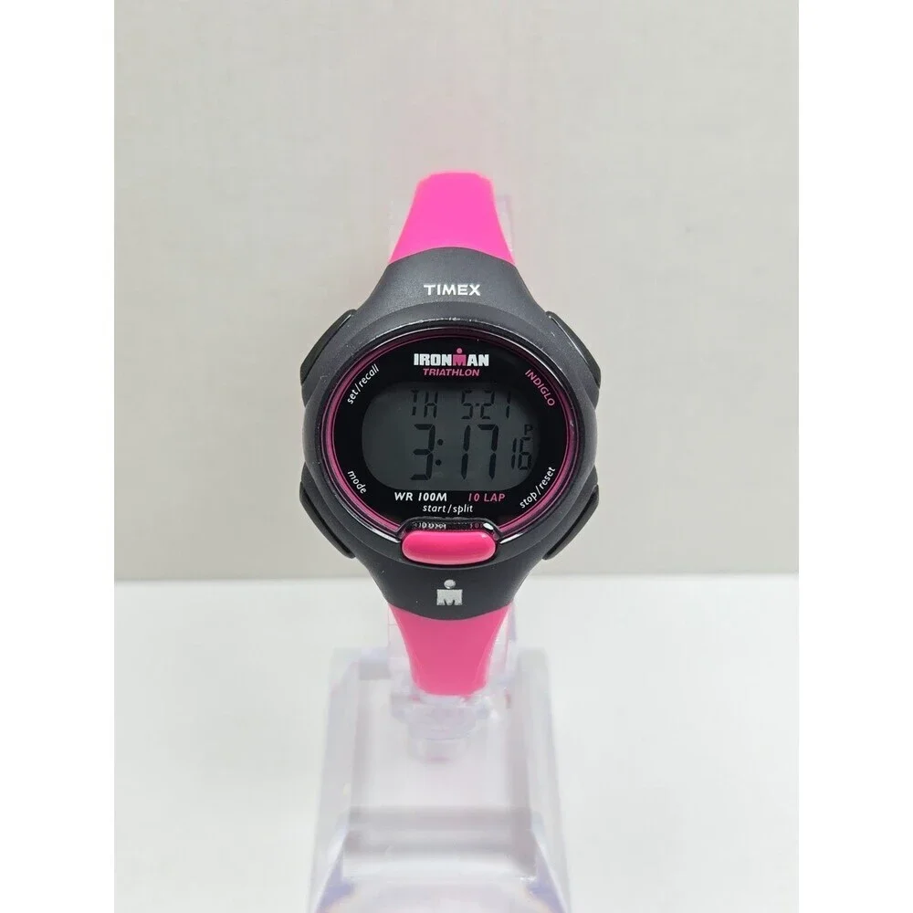 Timex Ironman Triathlon 10 Lap Womens Watch Pink Purple Indiglo New Battery